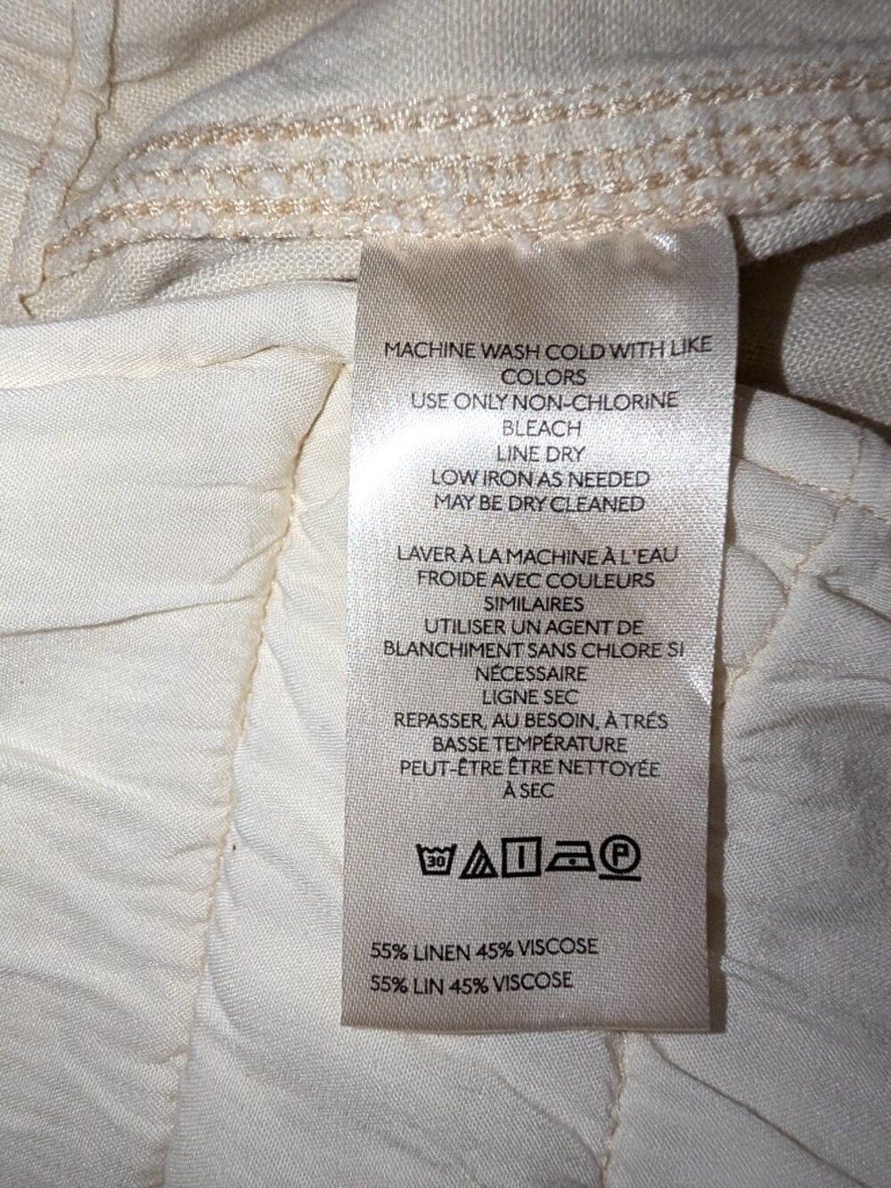 Pilcro | Anthropologie Slim Linen Beach Cargo Pants Ivory | Size Large - Picture 10 of 16